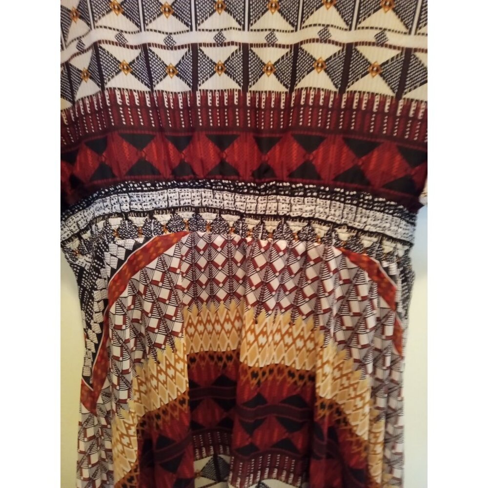 NWT CHRIS McLAUGHLIN Flowy Fit & Flare Dress 18W BROWN RED BLACK Summer Boho - Picture 3 of 10